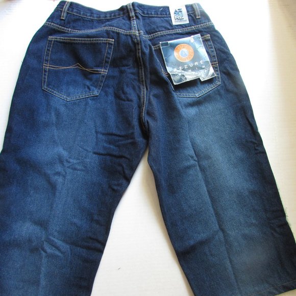 NWT AZZURE DENIM SHORTS FRINGED SIDE SEAMS MEN 36" - Picture 3 of 5